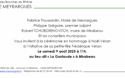 Commémoration en hommage à Noël Véran samedi 9 août à Mirabeau