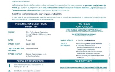 OFFRE DE FORMATION PAR LE GROUPE LA POSTE – POSTES DE FACTEUR EN ALTERNANCE