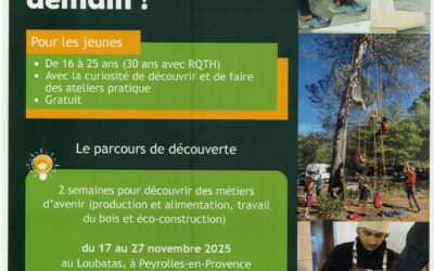 Parcours métiers Eco-construction et Alimentation durable – en novembre au Loubatas A DESTINATIO DES JEUNES DE 16 A 25 ANS (30 ANS SI RQTH)- FORMATION ET EMPLOI POSSIBLE A LA CLE