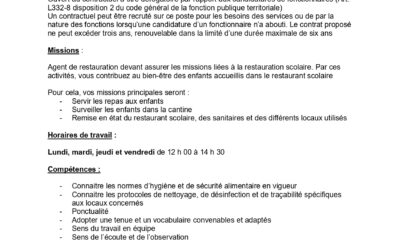 RECRUTEMENT AGENT TERRITORIAL – VILLE DE RIANS