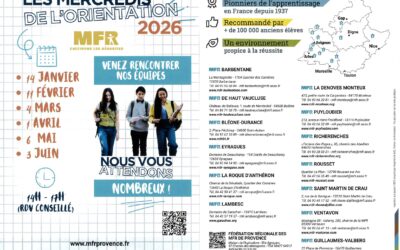 FORMATIONS EN ALTERNANCE-APPRENTISSAGE – RESEAU MFR PROVENCE 31/01/2026 ET 14/03/2026 DE 9H A 17H