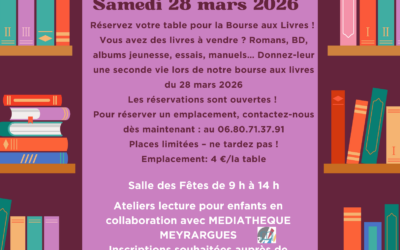 Bourse aux livres le 28 mars : réservez dès maintenant votre emplacement !