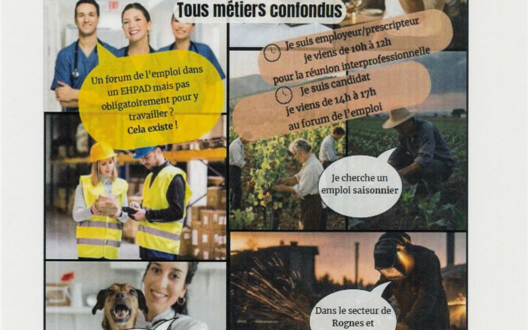 ORGANISATION DE LA JOURNEE DE L&rsquo;EMPLOI – LE 2 JUIN 2026 A ROGNES – L&rsquo;ESTELAN ROUTE DE ST CANNAT