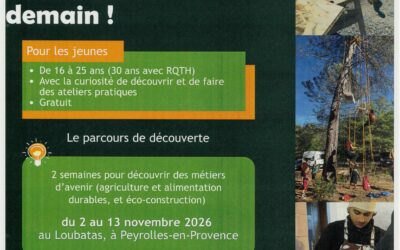 REPORT – LE LOUBATAS – PARCOURS SUR LES METIERS MANUELS DE DEMAIN – DISPOSITIF DES 16 A 25 ANS – DU 2 AU 13 NOVEMBRE 2026